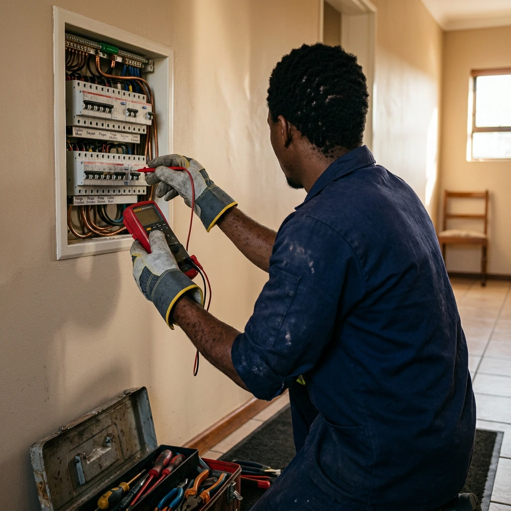 Mictech solar and backup power work in Gauteng, an installer fitting an energy system